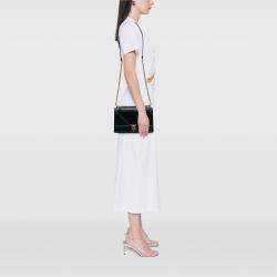 Pre Owned Dior Navy Blue Medium Patent Microcannage Diorama Flap