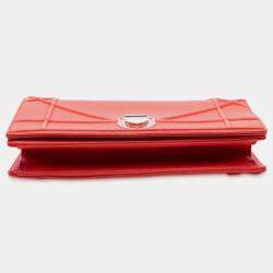 Pre Owned Dior Red Medium Grained Calfskin Diorama Flap