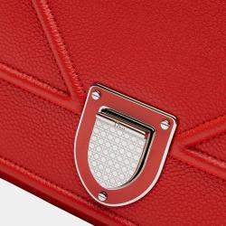 Pre Owned Dior Red Medium Grained Calfskin Diorama Flap