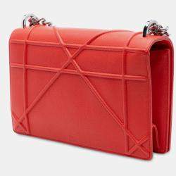 Pre Owned Dior Red Medium Grained Calfskin Diorama Flap