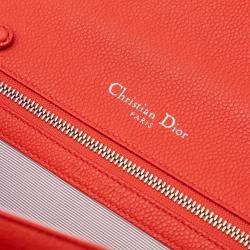 Pre Owned Dior Red Medium Grained Calfskin Diorama Flap