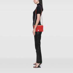 Pre Owned Dior Red Medium Grained Calfskin Diorama Flap