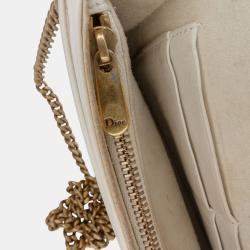 Pre Owned Dior White Studded Lambskin Diorama Wallet on Chain