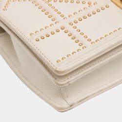Pre Owned Dior White Studded Lambskin Diorama Wallet on Chain