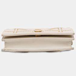 Pre Owned Dior White Studded Lambskin Diorama Wallet on Chain