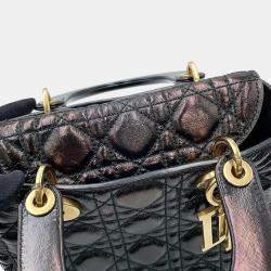 Pre Owned Dior Lady Dior Niki De Saint Phalle Collaboration 2-Way Handbag Black Leather Size Small