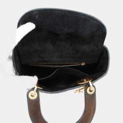 Pre Owned Dior Lady Dior Niki De Saint Phalle Collaboration 2-Way Handbag Black Leather Size Small