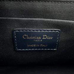 Pre Owned Dior Oblique Montaigne Navy Canvas Leather