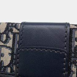 Pre Owned Dior Oblique Montaigne Navy Canvas Leather