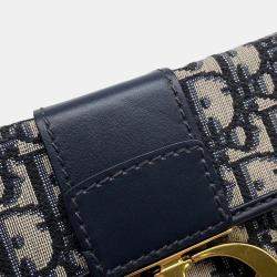 Pre Owned Dior Oblique Montaigne Navy Canvas Leather