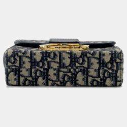 Pre Owned Dior Oblique Montaigne Navy Canvas Leather