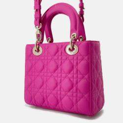 Pre Owned Dior Lady'S Dior My Abcdior Cannage Pink Lambskin Small 2-Way Bag