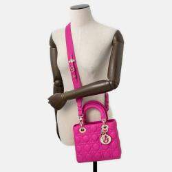 Pre Owned Dior Lady'S Dior My Abcdior Cannage Pink Lambskin Small 2-Way Bag