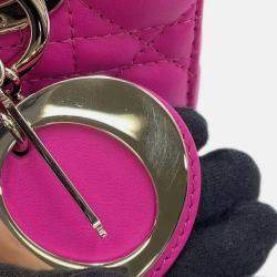 Pre Owned Dior Lady'S Dior My Abcdior Cannage Pink Lambskin Small 2-Way Bag