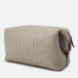 Pre Owned Dior Gravity Pouch Gray Leather