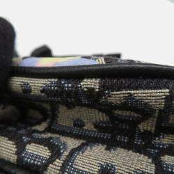 Pre Owned Dior Oblique Saddlebag By Alex Foxton Navy/Multicolor Canvas Leather