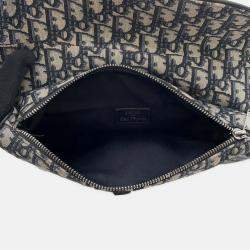 Pre Owned Dior Oblique Saddlebag By Alex Foxton Navy/Multicolor Canvas Leather