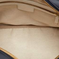Pre Owned Dior Navy Blue/White Leather Medium Star Vibe Zip Bowling Bag