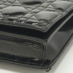 Pre Owned Dior Black Cannage Patent Leather Lady Dior Chain Clutch