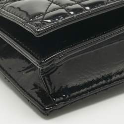 Pre Owned Dior Black Cannage Patent Leather Lady Dior Chain Clutch