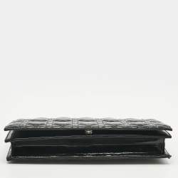 Pre Owned Dior Black Cannage Patent Leather Lady Dior Chain Clutch