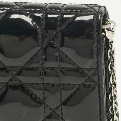 Pre Owned Dior Black Cannage Patent Leather Lady Dior Chain Clutch
