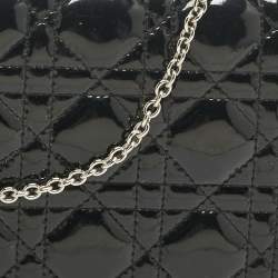 Pre Owned Dior Black Cannage Patent Leather Lady Dior Chain Clutch