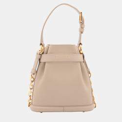 Pre Owned Dior Beige Small Embossed Calfskin CEst Dior Bag