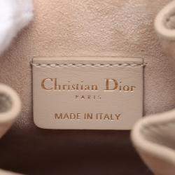 Pre Owned Dior Beige Small Embossed Calfskin CEst Dior Bag