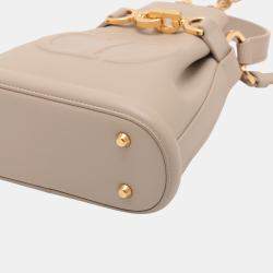 Pre Owned Dior Beige Small Embossed Calfskin CEst Dior Bag
