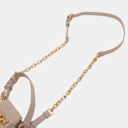 Pre Owned Dior Beige Small Embossed Calfskin CEst Dior Bag