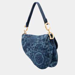 Pre Owned Dior Blue Denim Tie Dye Saddle Bag
