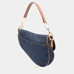 Pre Owned Dior Blue Denim Saddle Bag