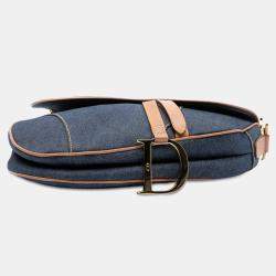 Pre Owned Dior Blue Denim Saddle Bag