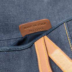 Pre Owned Dior Blue Denim Saddle Bag