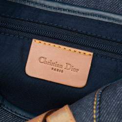 Pre Owned Dior Blue Denim Saddle Bag