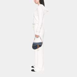 Pre Owned Dior Blue Denim Saddle Bag