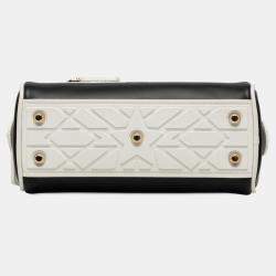 Pre Owned Dior Black White Micro Leather Dior Vibe Zip Bowling Bag