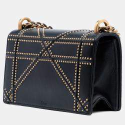 Pre Owned Dior Black Small Lambskin Studded Diorama Flap