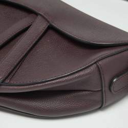 Pre Owned Dior Burgundy Leather Saddle Bag