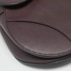 Pre Owned Dior Burgundy Leather Saddle Bag