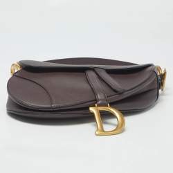 Pre Owned Dior Burgundy Leather Saddle Bag