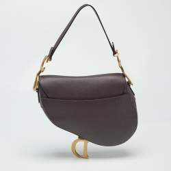Pre Owned Dior Burgundy Leather Saddle Bag