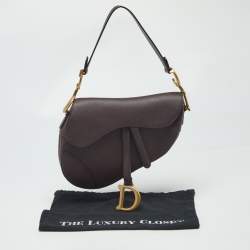 Pre Owned Dior Burgundy Leather Saddle Bag