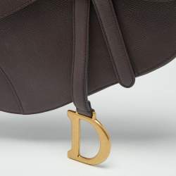 Pre Owned Dior Burgundy Leather Saddle Bag