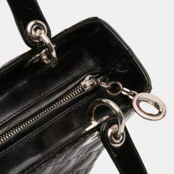 Pre Owned Dior Black Medium Patent Cannage Lady Dior
