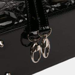 Pre Owned Dior Black Medium Patent Cannage Lady Dior