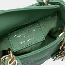 Pre Owned Dior Green Micro Lambskin Cannage Lady Dior