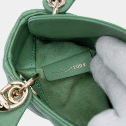 Pre Owned Dior Green Micro Lambskin Cannage Lady Dior