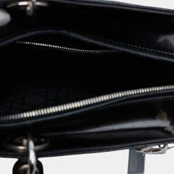 Pre Owned Dior Black Large Patent Cannage Lady Dior